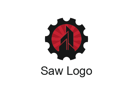 negative spacing skyscraper in circle in gear