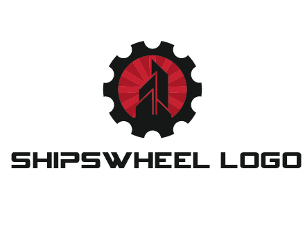 negative spacing skyscraper in circle in gear