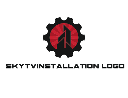 negative spacing skyscraper in circle in gear