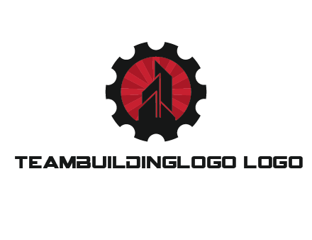 negative spacing skyscraper in circle in gear