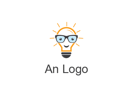 line art light bulb with face wearing glasses