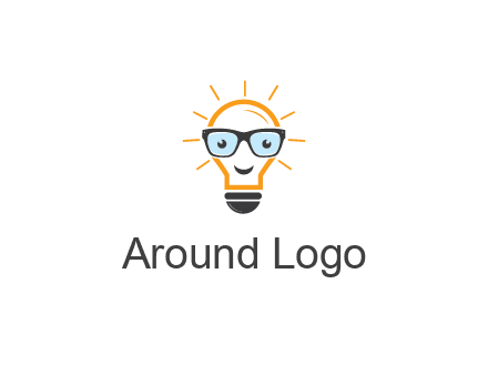 line art light bulb with face wearing glasses