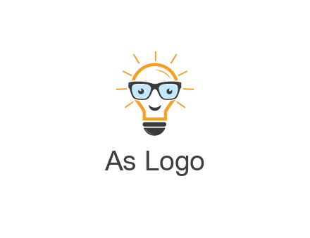 line art light bulb with face wearing glasses