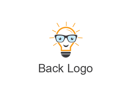 line art light bulb with face wearing glasses