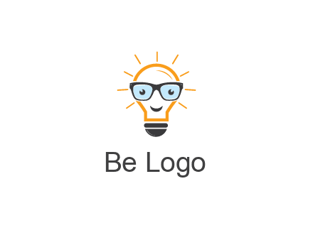 line art light bulb with face wearing glasses