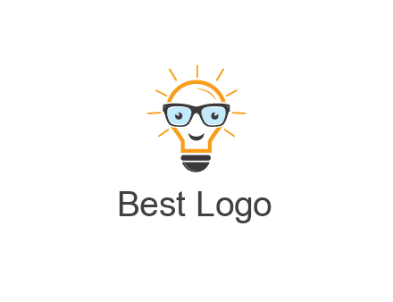line art light bulb with face wearing glasses