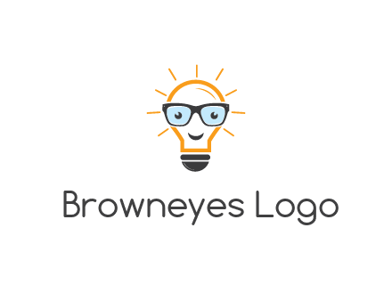 line art light bulb with face wearing glasses