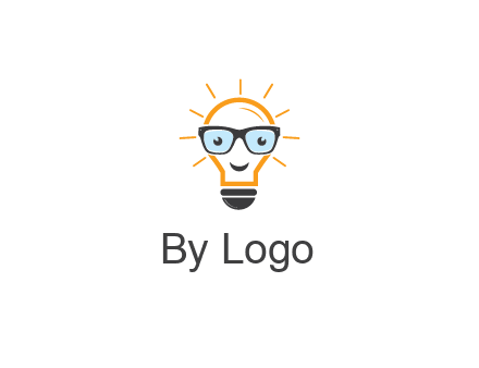 line art light bulb with face wearing glasses