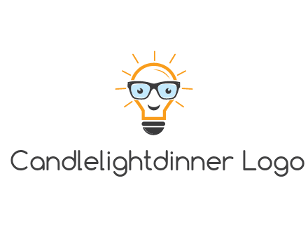 line art light bulb with face wearing glasses