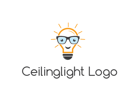 line art light bulb with face wearing glasses