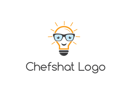 line art light bulb with face wearing glasses