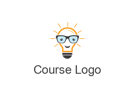 line art light bulb with face wearing glasses