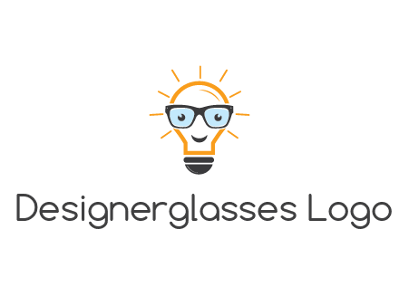 line art light bulb with face wearing glasses