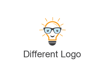 line art light bulb with face wearing glasses