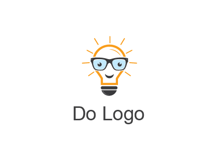 line art light bulb with face wearing glasses