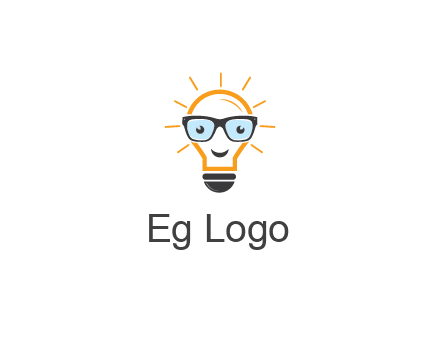 line art light bulb with face wearing glasses