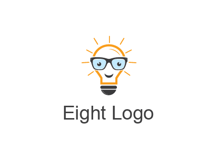 line art light bulb with face wearing glasses