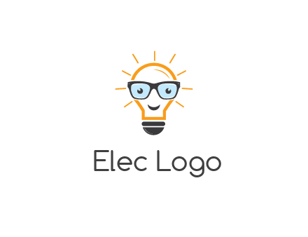 line art light bulb with face wearing glasses