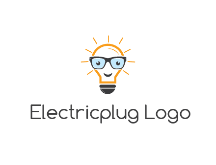 line art light bulb with face wearing glasses