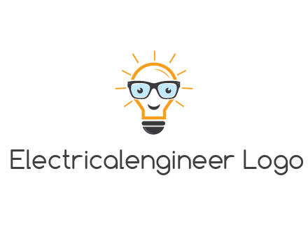 line art light bulb with face wearing glasses