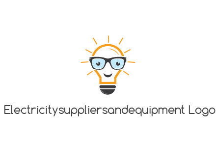 line art light bulb with face wearing glasses