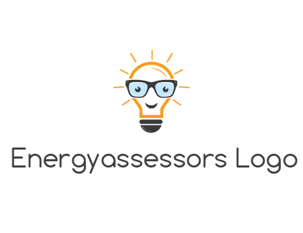 line art light bulb with face wearing glasses