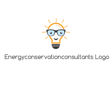 line art light bulb with face wearing glasses