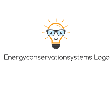 line art light bulb with face wearing glasses