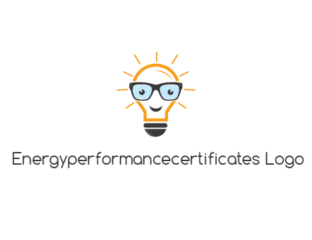 line art light bulb with face wearing glasses