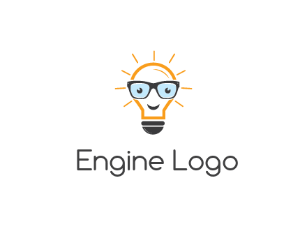 line art light bulb with face wearing glasses