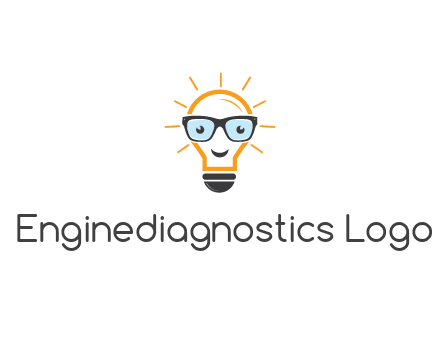 line art light bulb with face wearing glasses