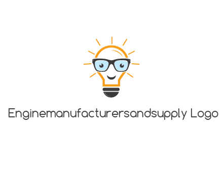 line art light bulb with face wearing glasses