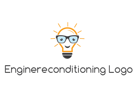 line art light bulb with face wearing glasses