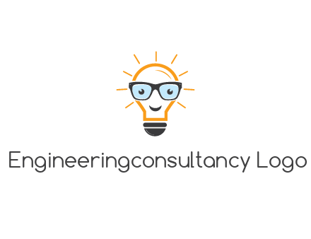 line art light bulb with face wearing glasses