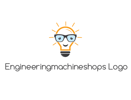 line art light bulb with face wearing glasses