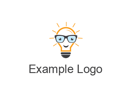 line art light bulb with face wearing glasses