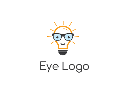 line art light bulb with face wearing glasses