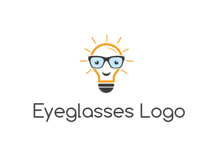 line art light bulb with face wearing glasses