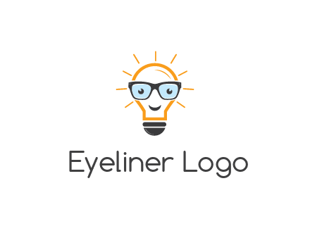 line art light bulb with face wearing glasses