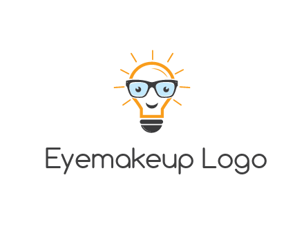 line art light bulb with face wearing glasses