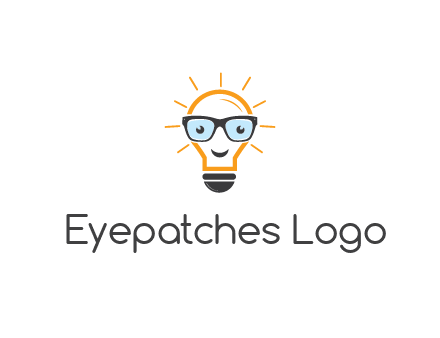 line art light bulb with face wearing glasses