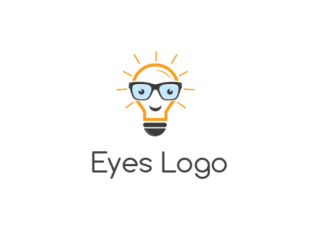 line art light bulb with face wearing glasses