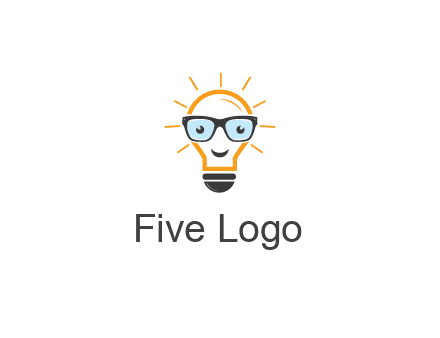 line art light bulb with face wearing glasses