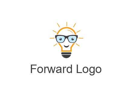 line art light bulb with face wearing glasses