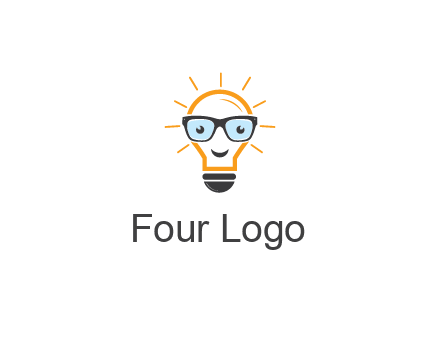 line art light bulb with face wearing glasses