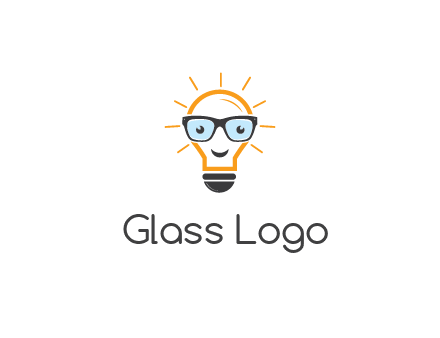 line art light bulb with face wearing glasses