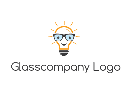 line art light bulb with face wearing glasses