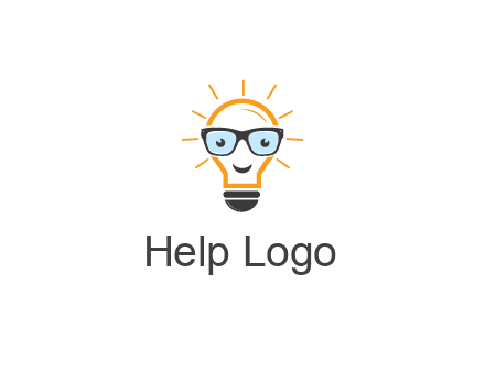 line art light bulb with face wearing glasses