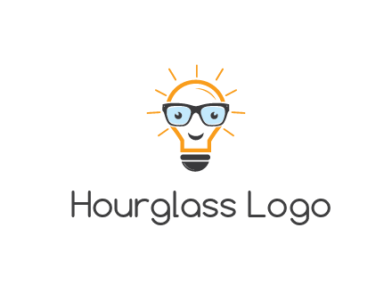 line art light bulb with face wearing glasses