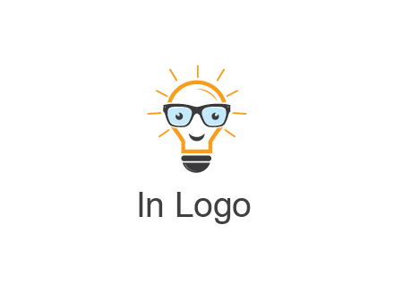 line art light bulb with face wearing glasses